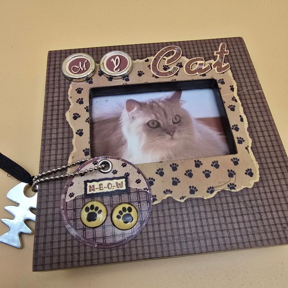 Cat Picture Frame Set CBK Meow Pewter Style & My Cat Scrapbook Theme 2 Piece Lot